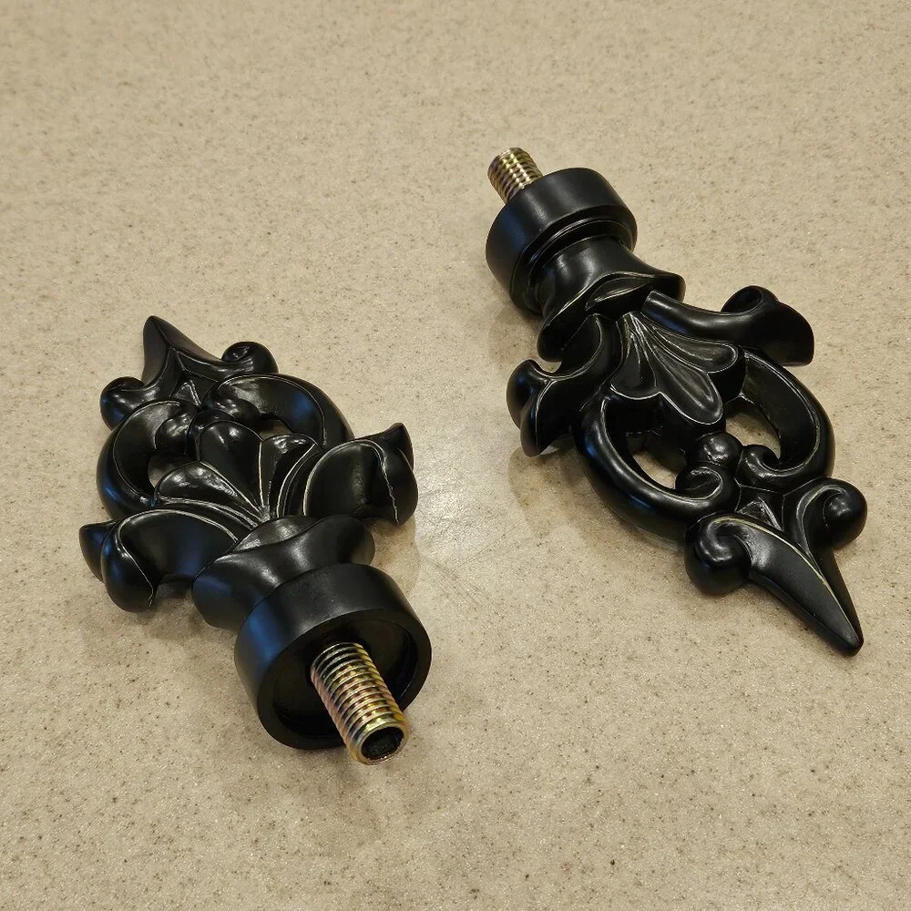 RARE NEW PAIR FRONTGATE FLOURISH OUTDOOR ALL WEATHER ORB CURTAIN ROD FINIAL END